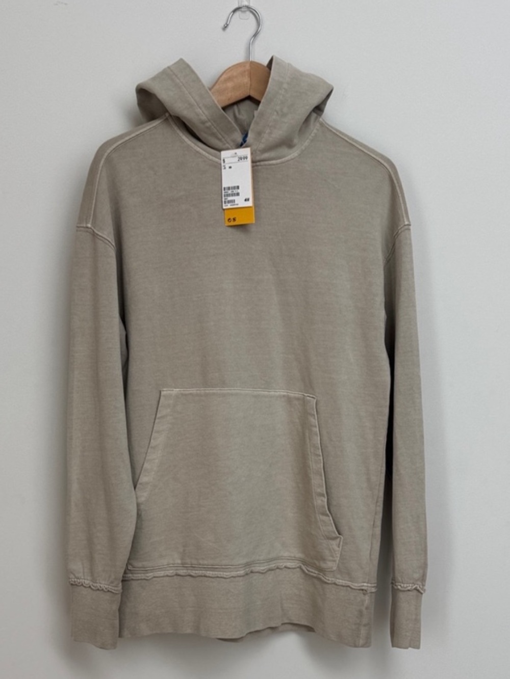 NWT H&M 100% Cotton Men's Pullover French Terry Hoodie Sz XS Sand Oatmeal Beige